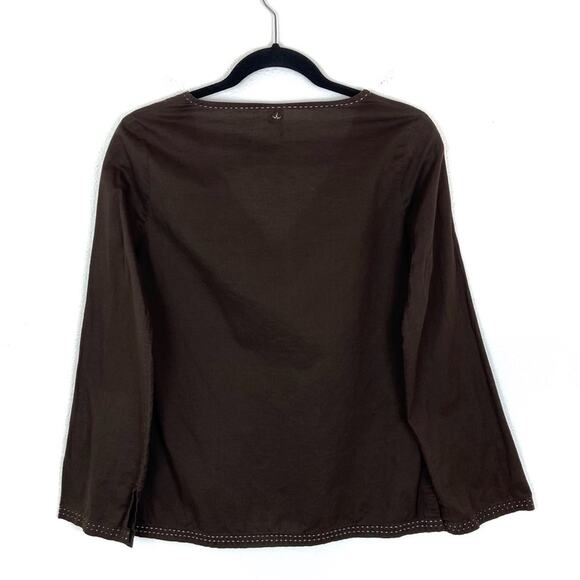 PrAna 100% Cotton Long Sleeve V-Neck Boho Top Small Brown - Picture 2 of 10